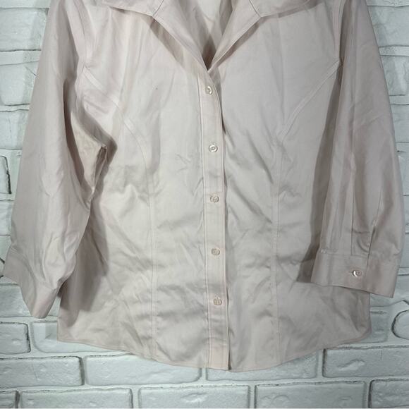 Chico's No Iron 100% Cotton 3/4 Sleeve Button Down Top Size 2 (US Large/12) - Picture 6 of 10